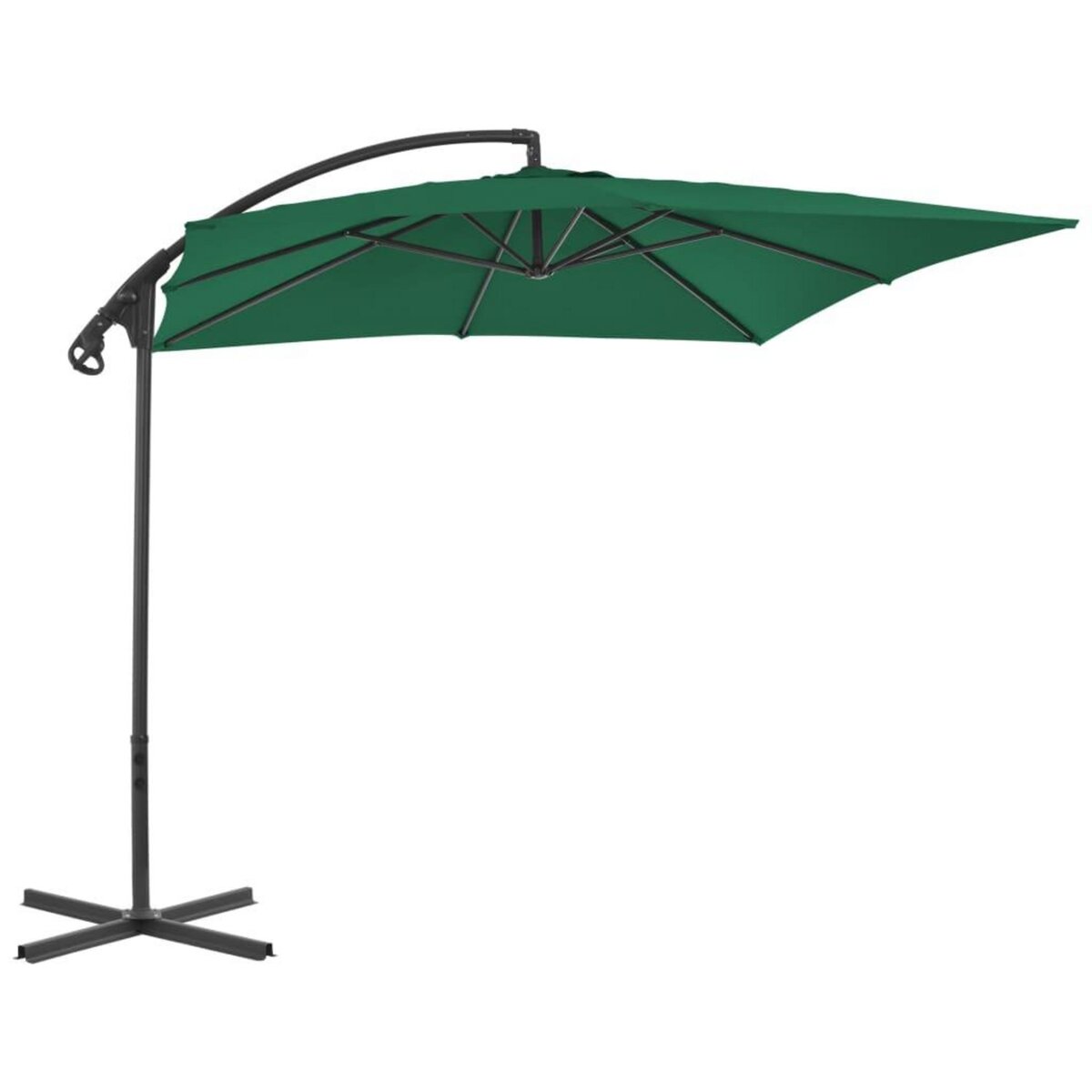 VIDAXL Parasol de jardin en porte-a-faux avec mat en acier vert
