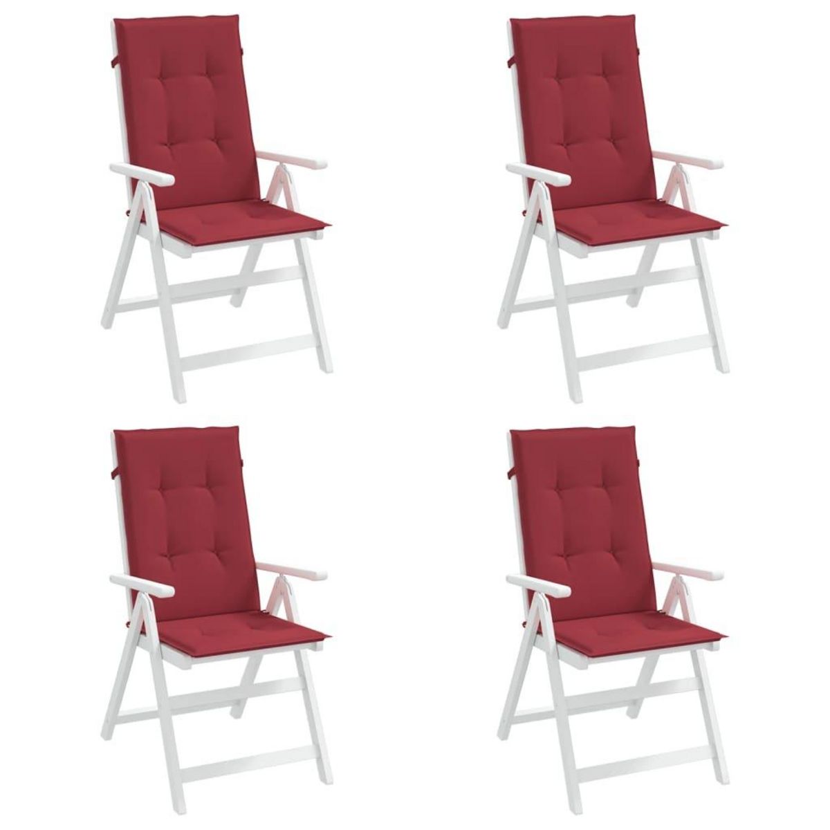 VIDAXL Coussins de chaise de jardin a dossier haut lot de 4 bordeaux