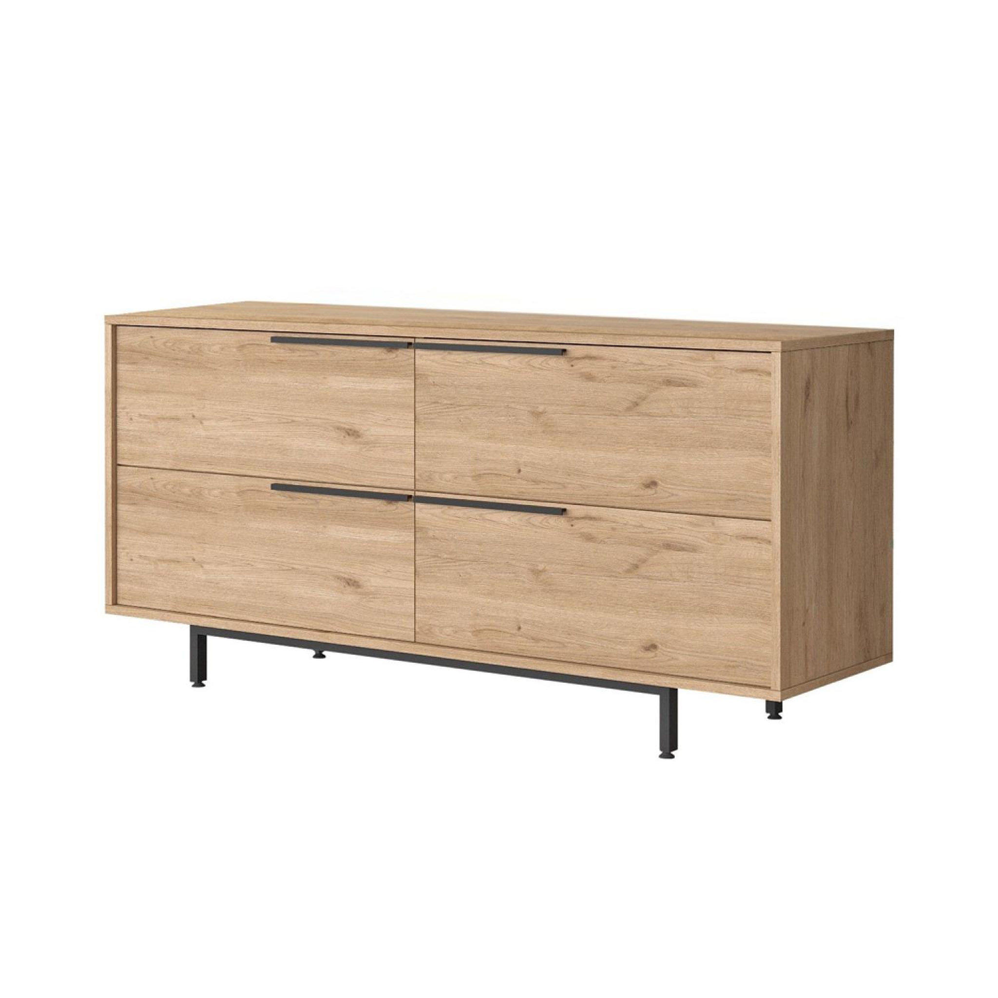 Voir la diapositive 5 : CONCEPT USINE Buffet 4 portes finition bois et métal noir 160x75cm abey