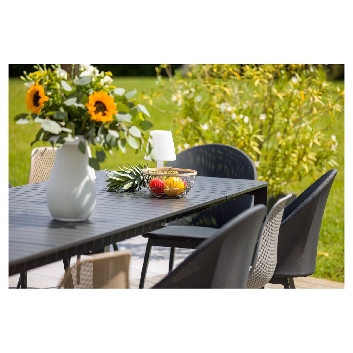 JARDILINE Table de jardin extensible - 8/12 places - Aluminium - Anthracite - PALMA