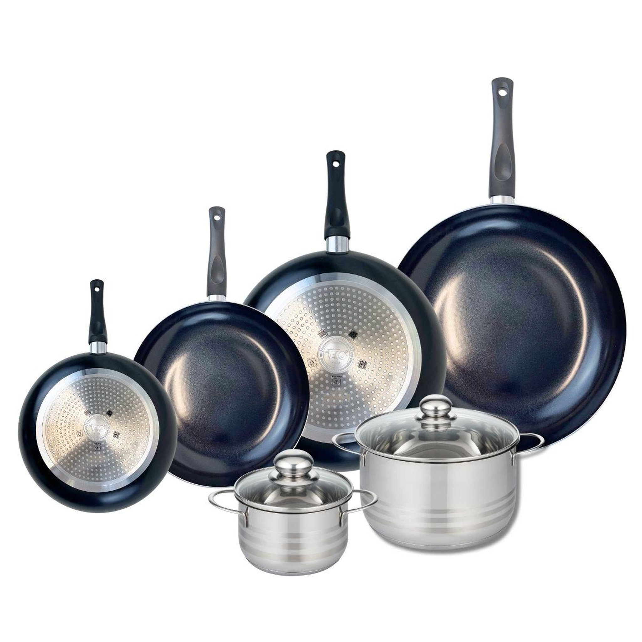 ELO Ensemble de 4 poêles de cuisson 20, 24, 28 et 32 cm et 2 faitouts 14 et 20 cm elo prima brillant