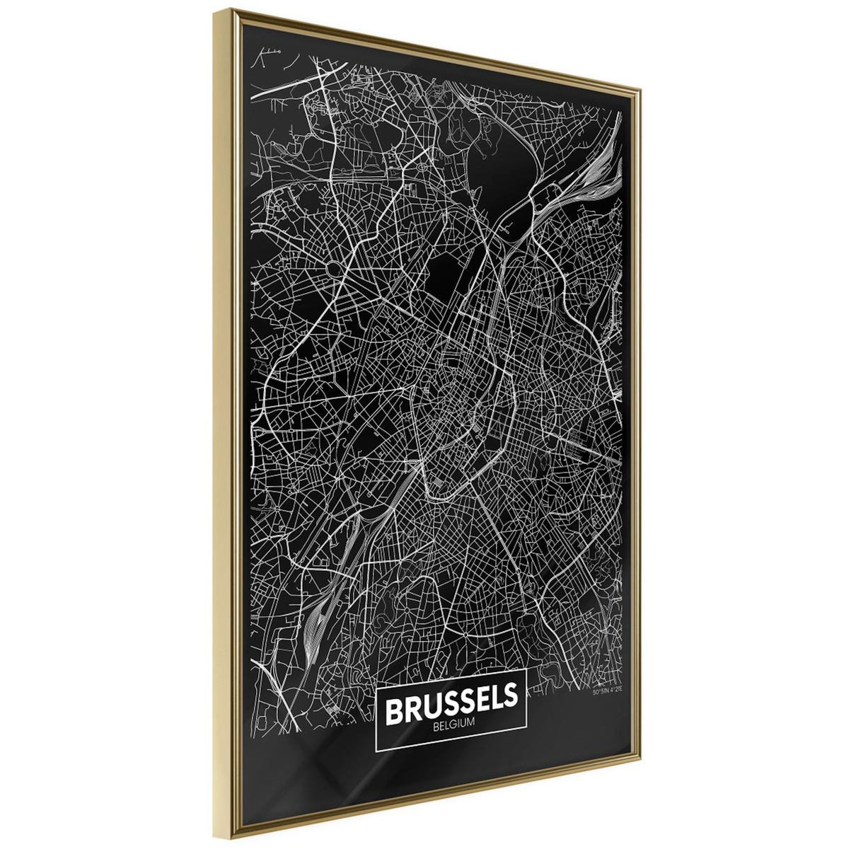 Paris Prix Affiche Murale Encadrée  City Map Brussels Dark