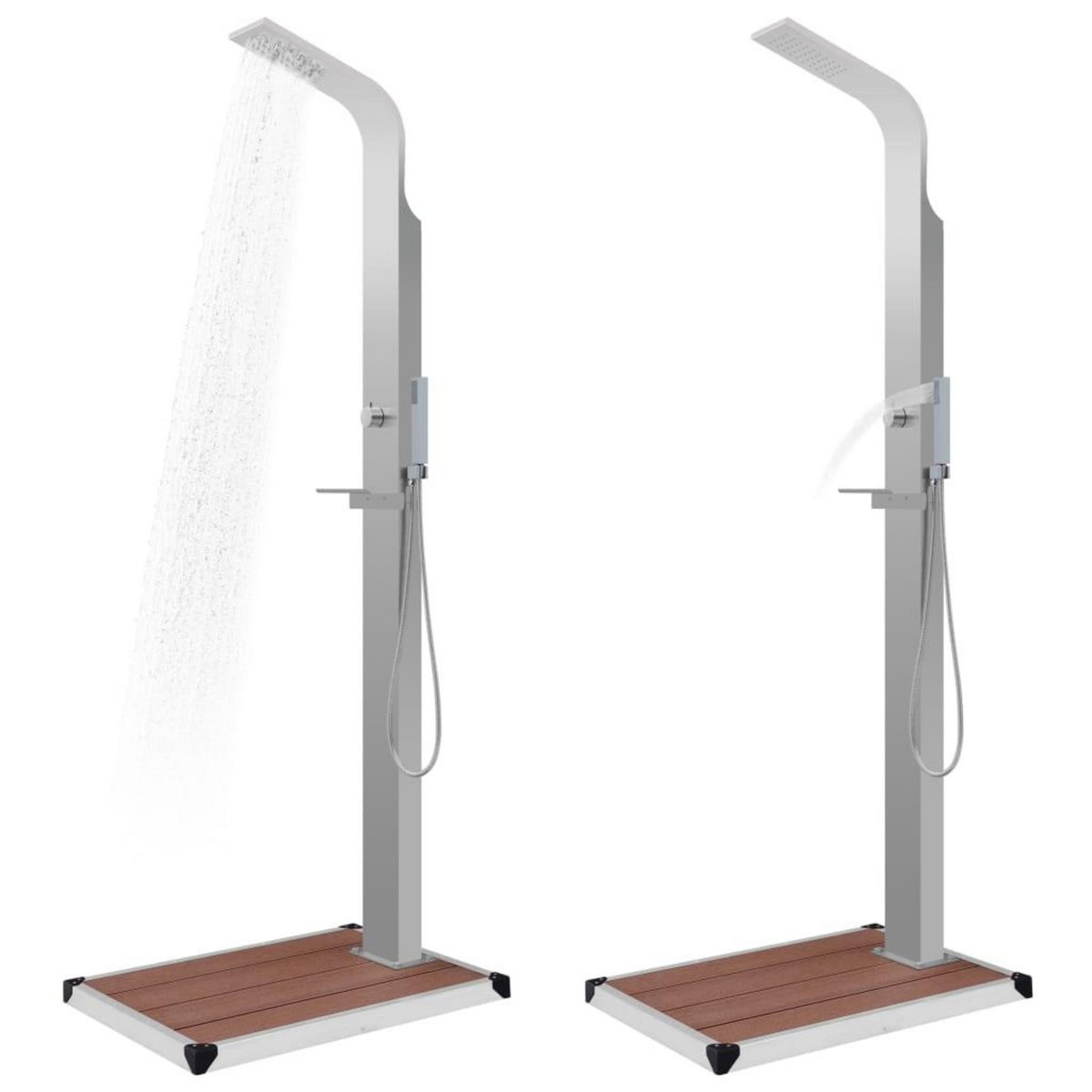 VIDAXL Douche d'exterieur avec receveur de douche WPC Acier inoxydable