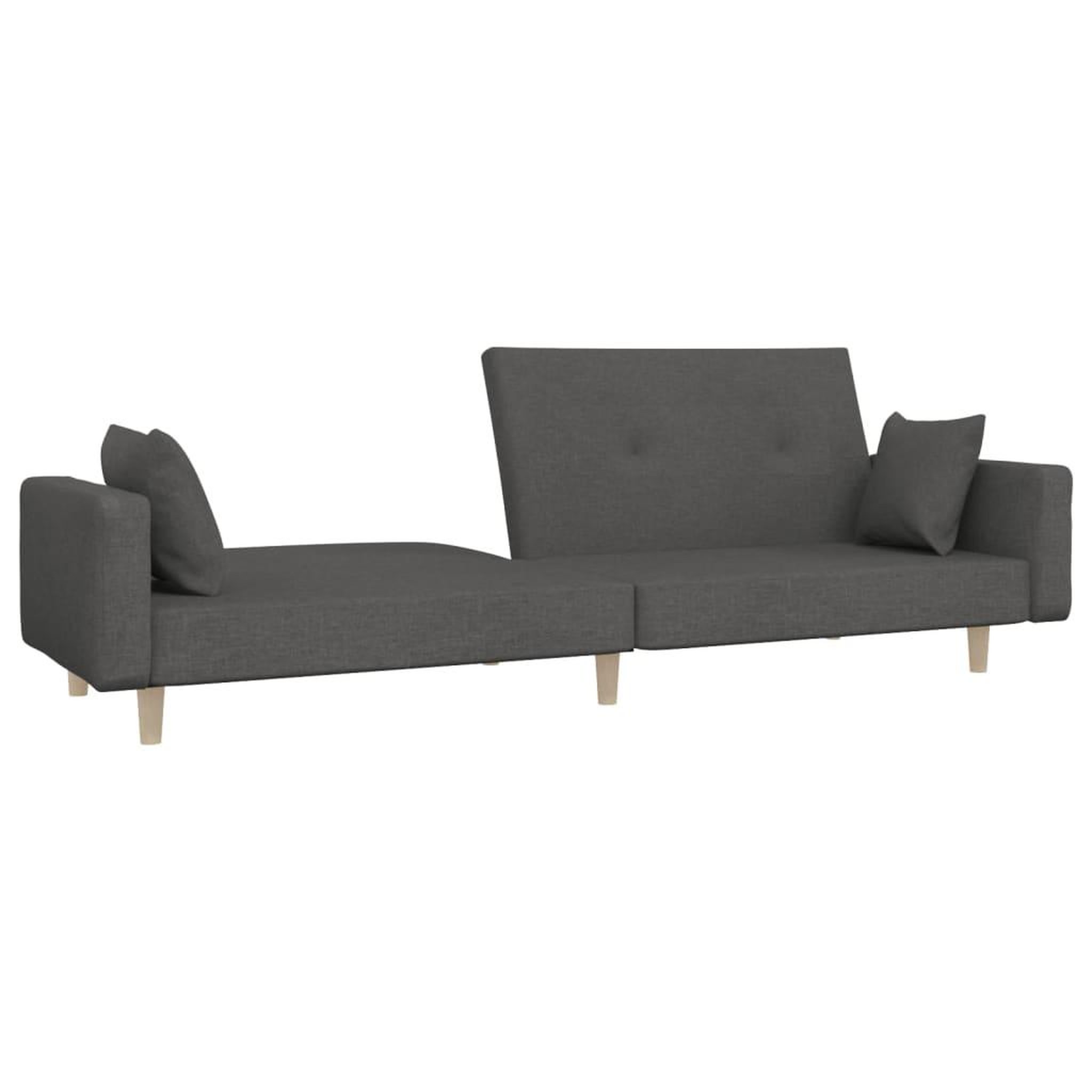 Voir la diapositive 4 : VIDAXL Canape-lit a 2 places avec deux oreillers Gris fonce Tissu