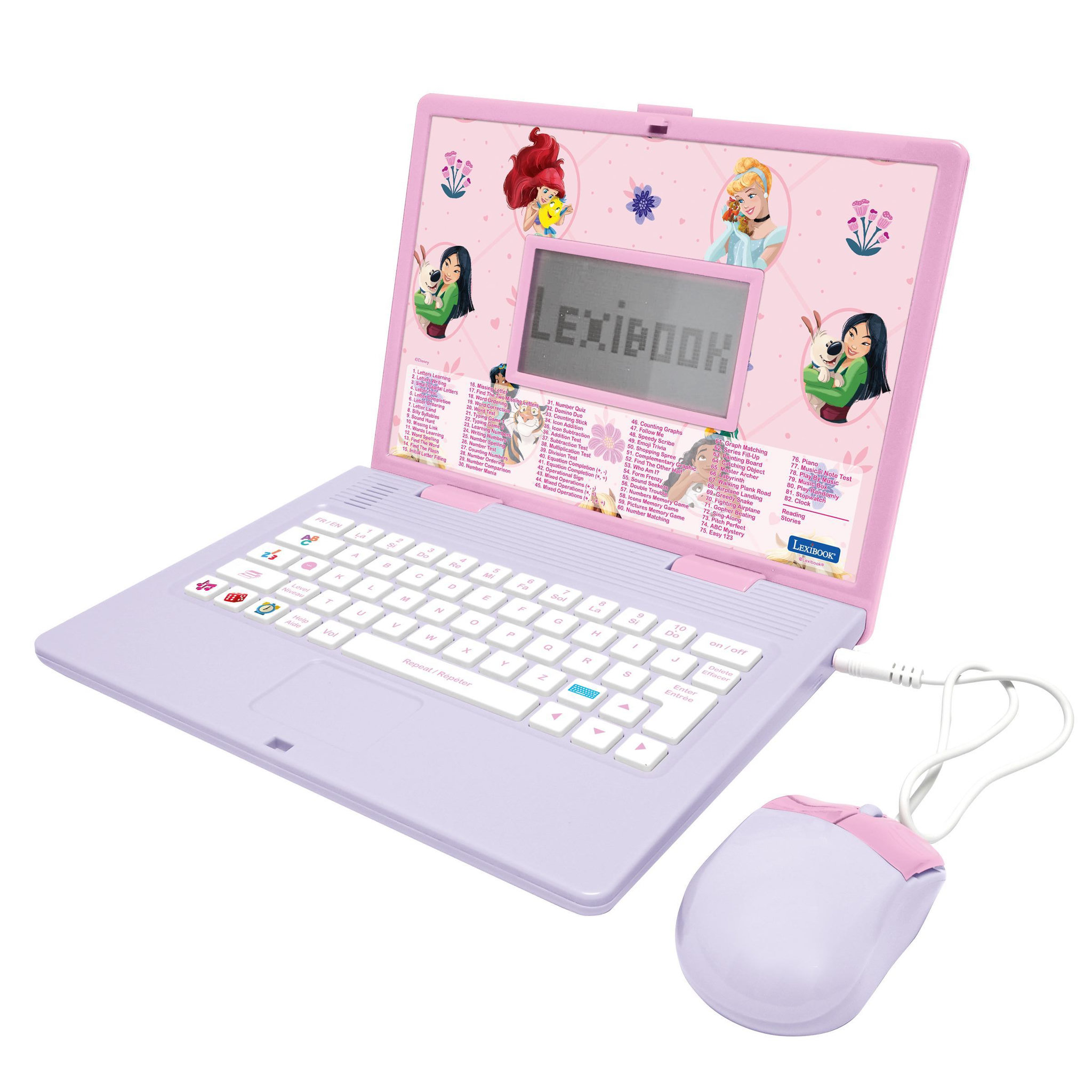 Lexibook Ordinateur éducatif bilingue avec 164 activités Disney Princesses (EN/FR)