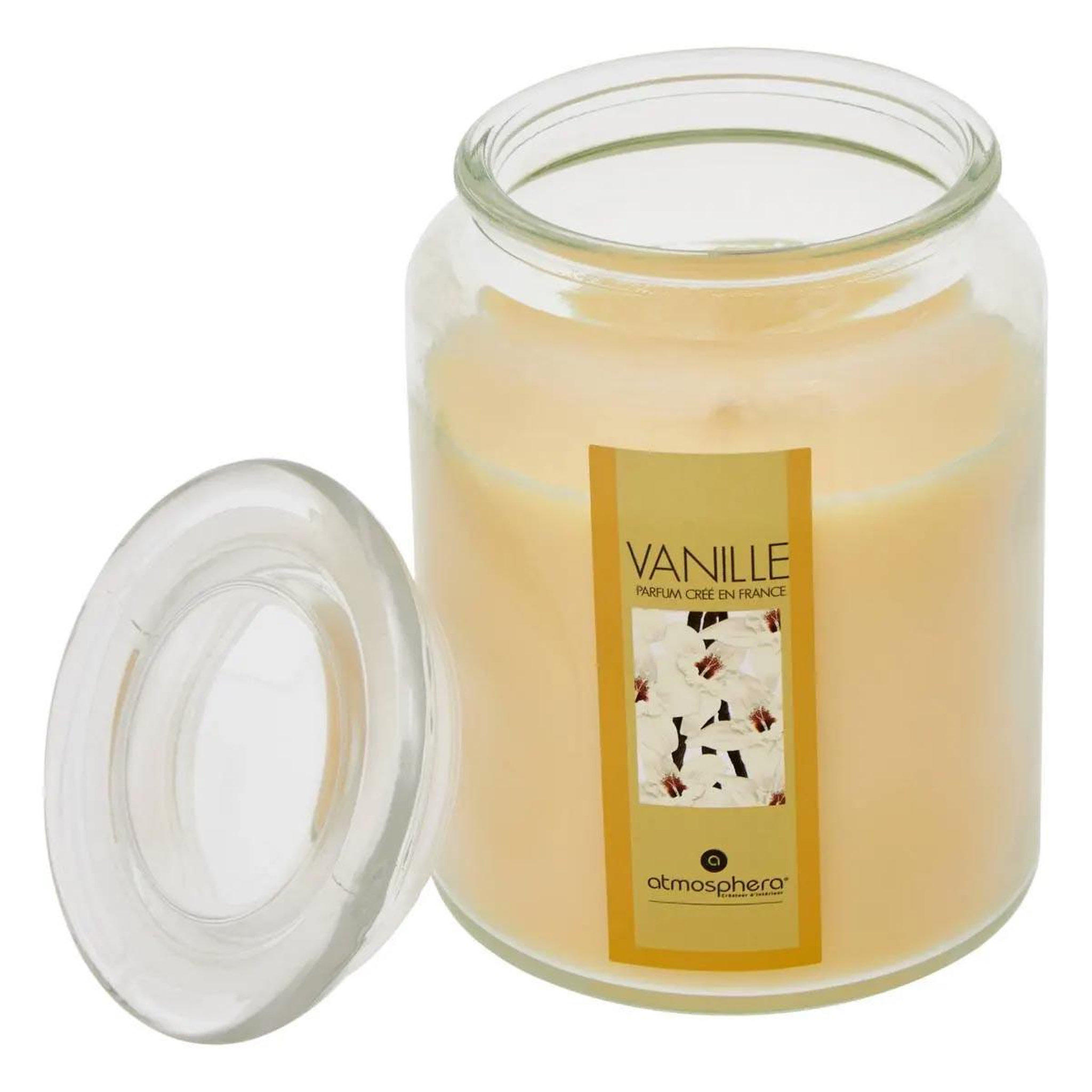 Voir la diapositive 2 : COMPTOIR DE LA BOUGIE Bougie parfumée en verre  couvercle  510g vanille