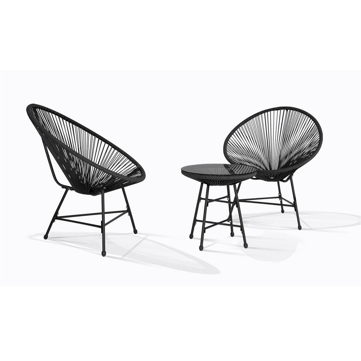 Inkazen Salon bas de jardin en résine noir 2 places IBIZA