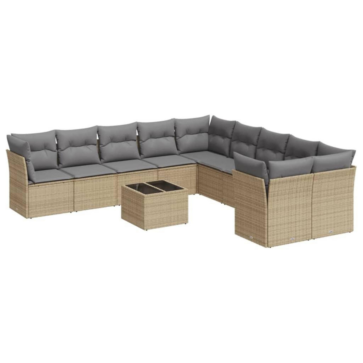 VIDAXL Salon de jardin 11 pcs avec coussins beige resine tressee