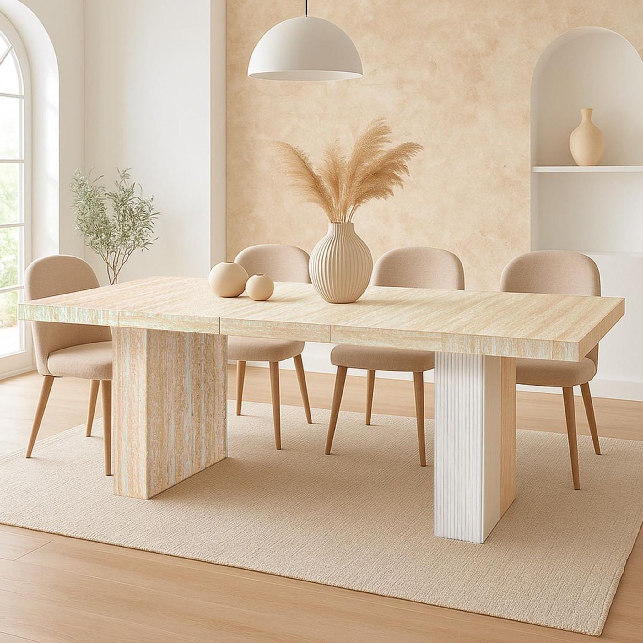 Voir la diapositive 5 : Paris Prix Table Extensible Effet Travertin  Trendy  90-240cm Beige