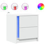 Voir la diapositive 2 : VIDAXL Armoires de chevet et lumieres LED 2pcs blanc bois d'ingenierie
