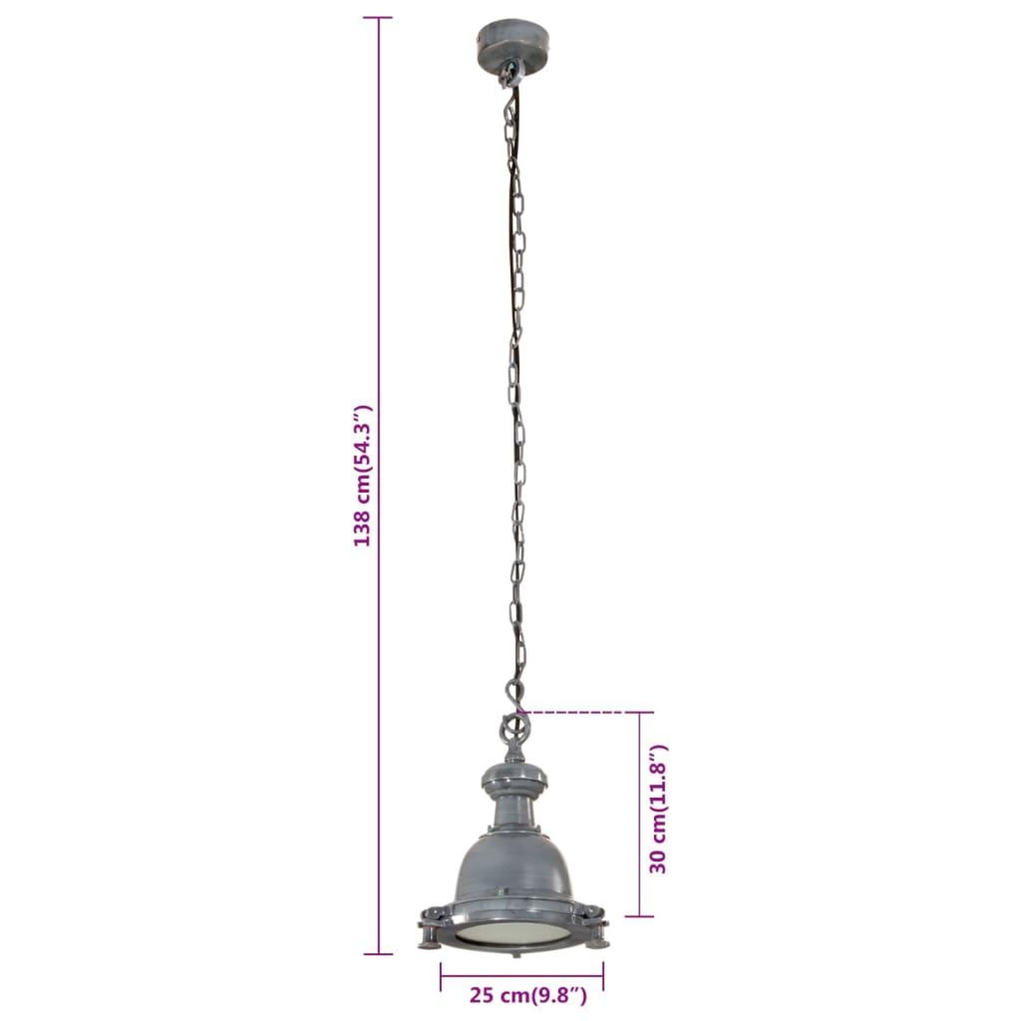 Voir la diapositive 6 : VIDAXL Lampe suspendue 25x25x138 cm aluminium