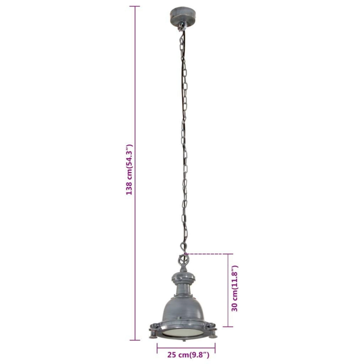 VIDAXL Lampe suspendue 25x25x138 cm aluminium