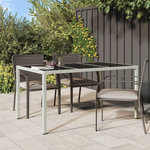 VIDAXL Table de jardin 150x90x75 cm Verre trempe/resine tressee Blanc