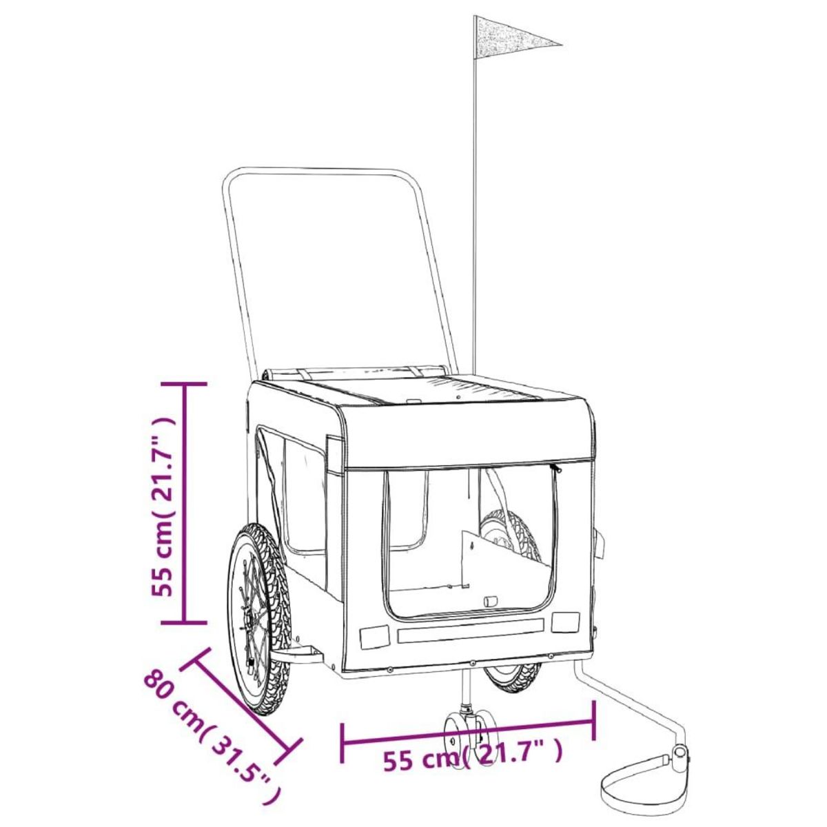 VIDAXL Remorque de velo pour animaux de compagnie vert et noir