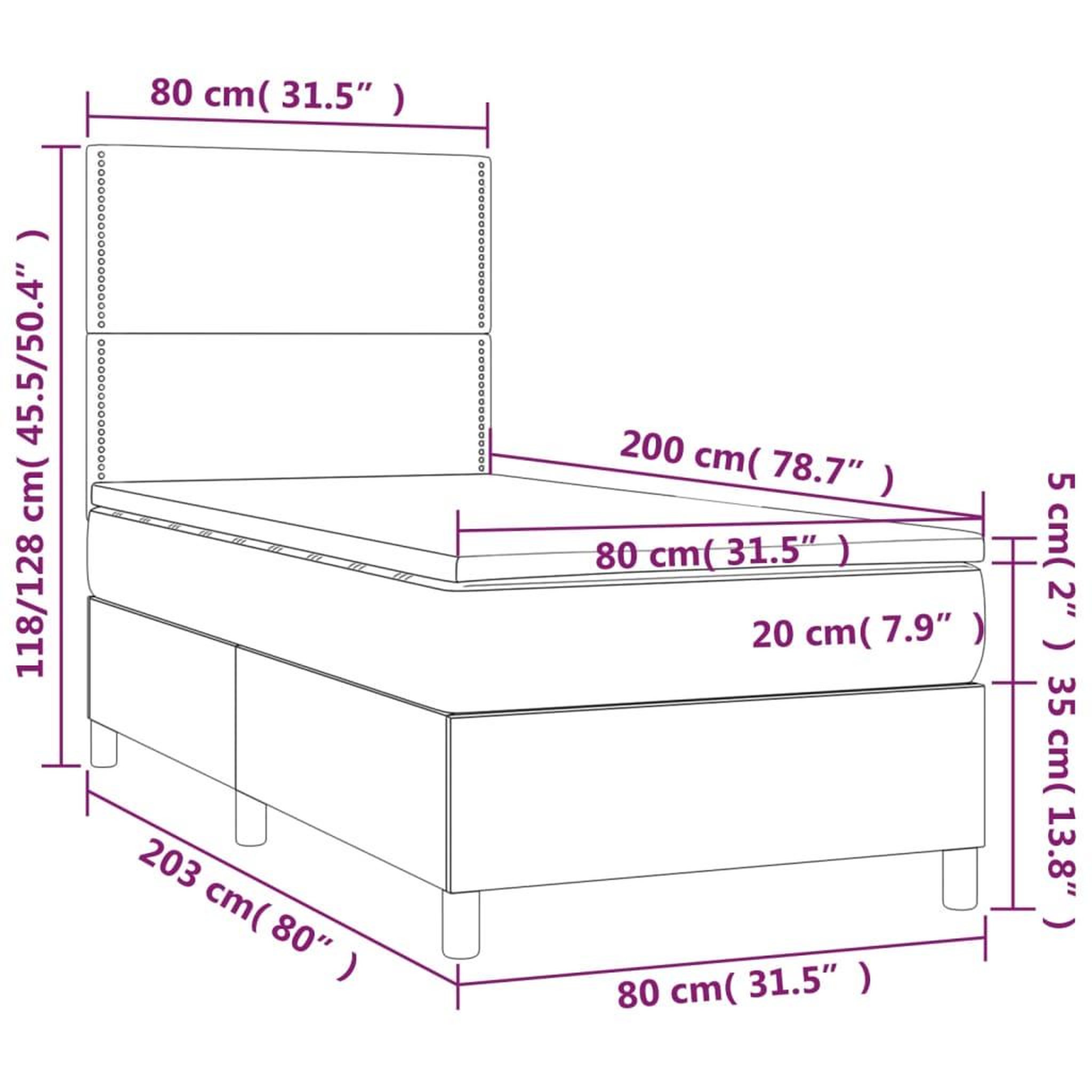 Voir la diapositive 6 : VIDAXL Sommier a lattes de lit avec matelas et LED Gris fonce 80x200cm