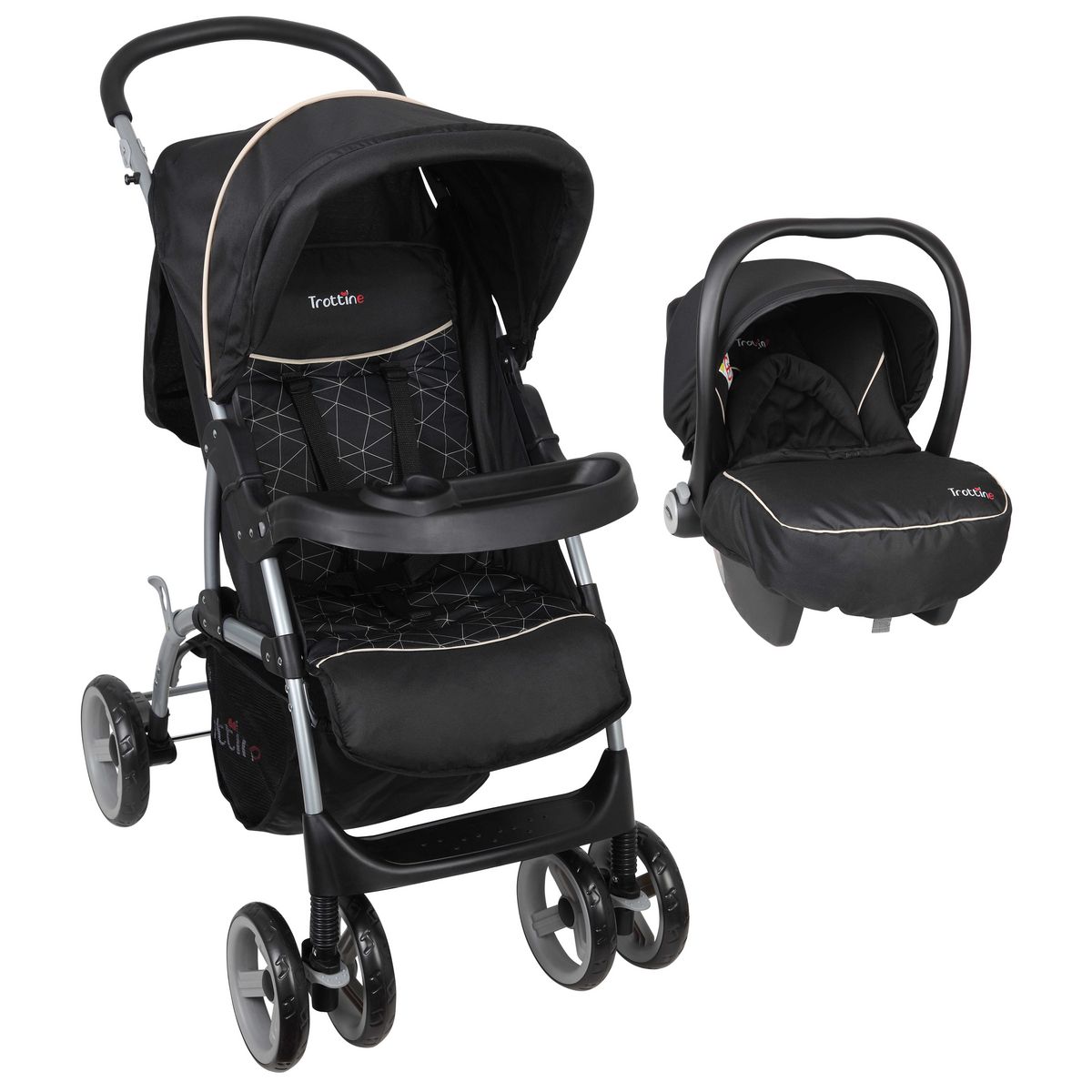 TROTTINE Poussette duo multi-positions TS Cassiopée - Noir & beige