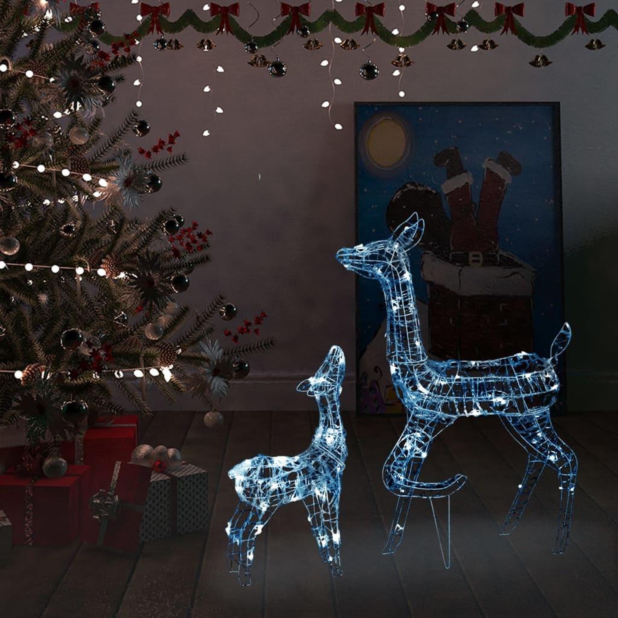 VIDAXL Famille de rennes de decoration Acrylique 160 LED blanc froid