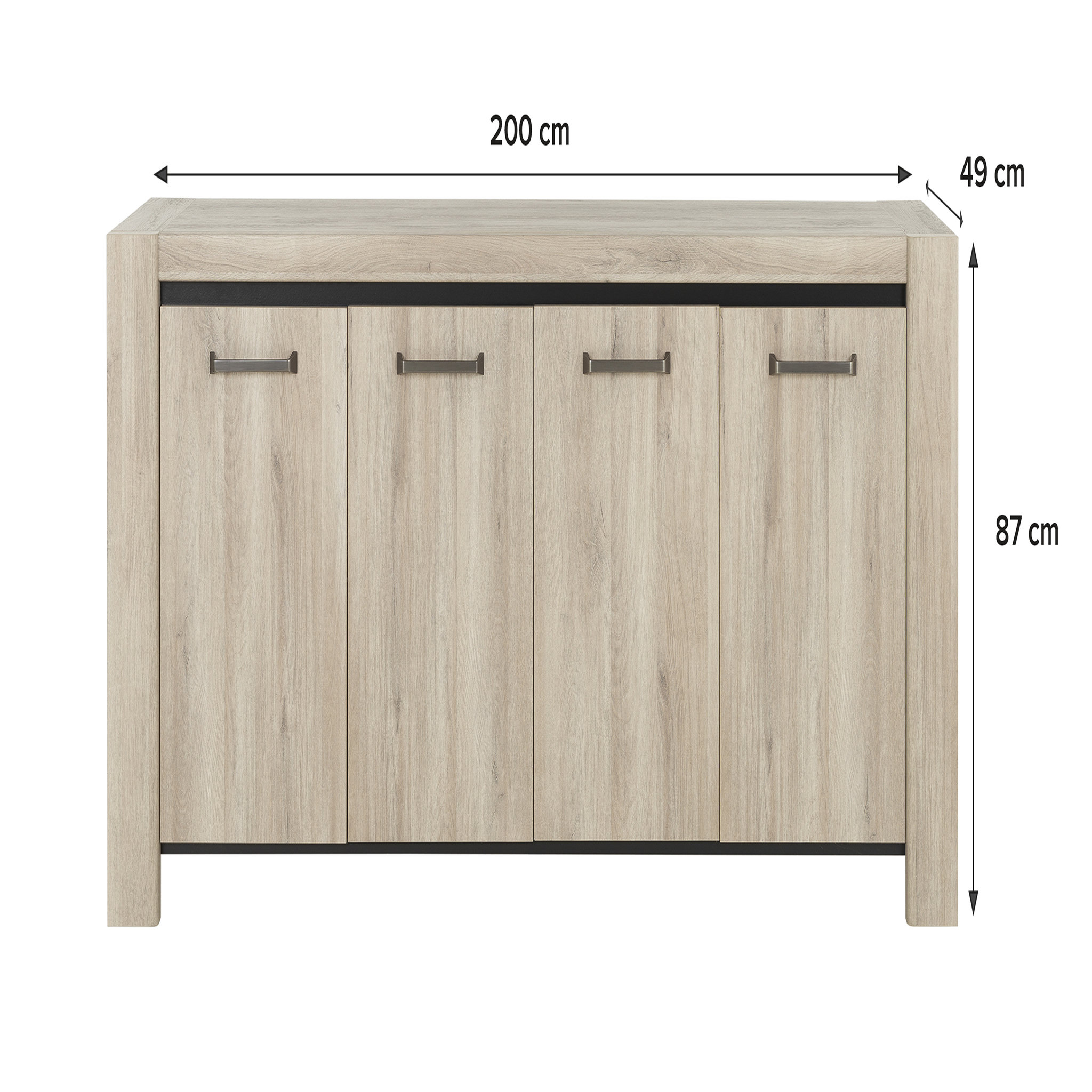 Voir la diapositive 5 : Buffet 4 portes  L200XH87XP49cm ROBIN