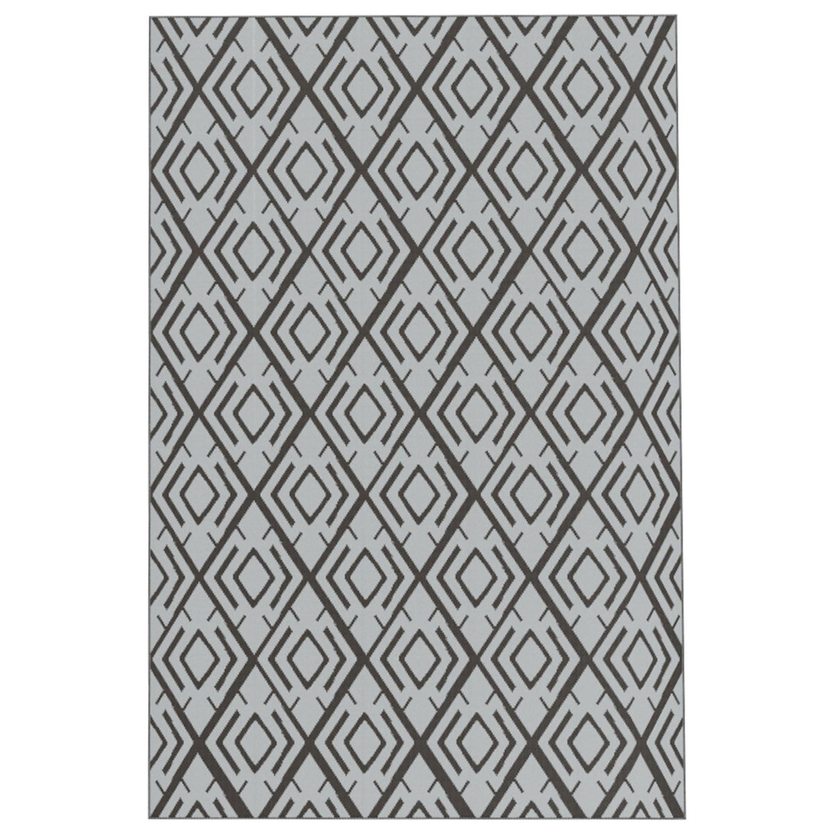 OUTSUNNY Tapis d'extérieur réversible motif graphique dim. 2,7 x 1,8 m polypropylène gris noir