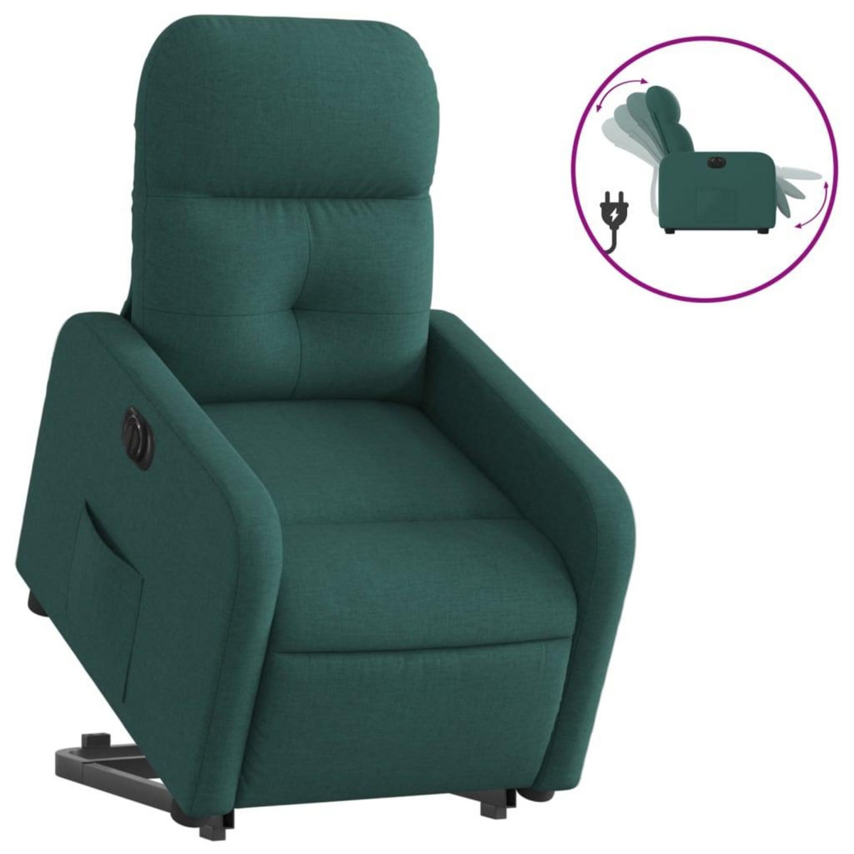 VIDAXL Fauteuil inclinable electrique vert fonce tissu