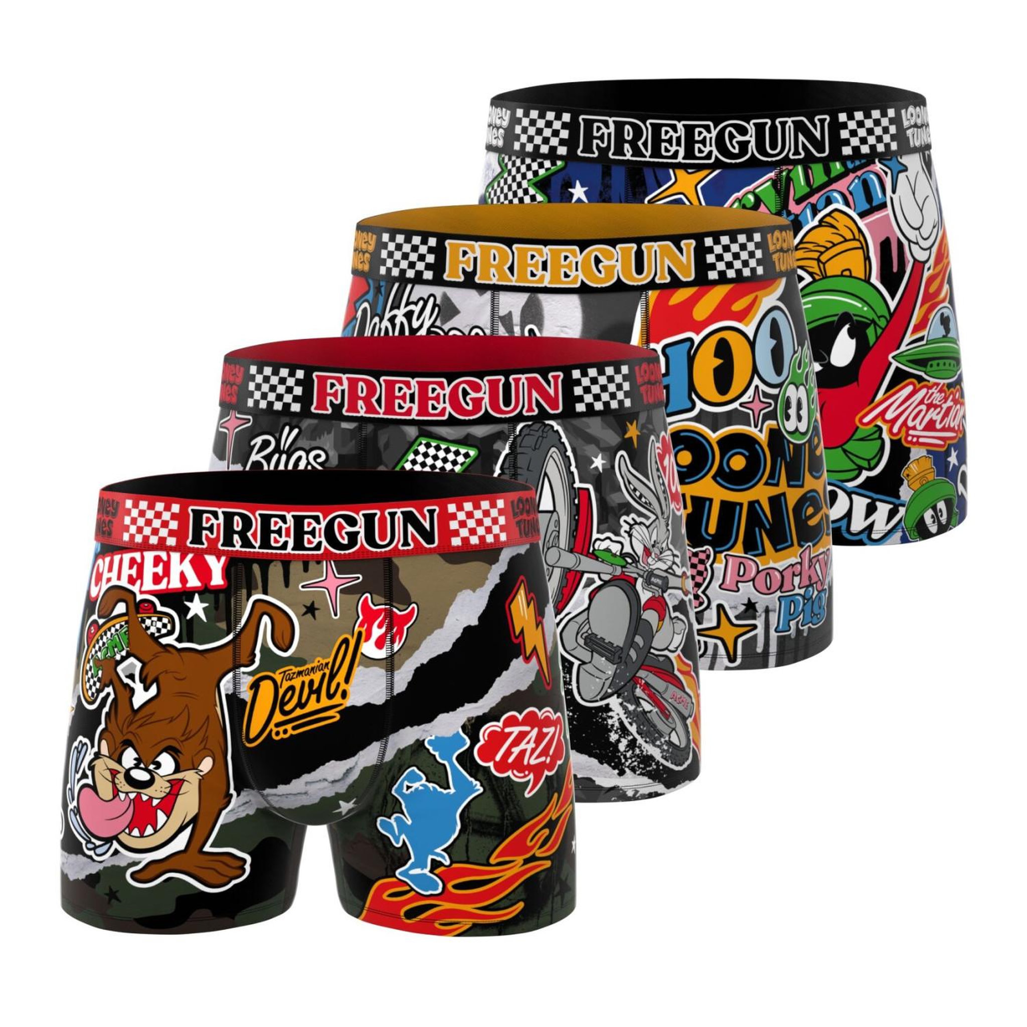 FREEGUN Lot de 4 boxers homme Looney Tunes. Coloris disponibles : Orange