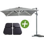 Voir la diapositive 1 : Habitat et Jardin Parasol jardin déporté LED Alu  Sun 3 Luxe  - Carré - 3 x 3 m - Coloris gris - Dalles lestées incluses