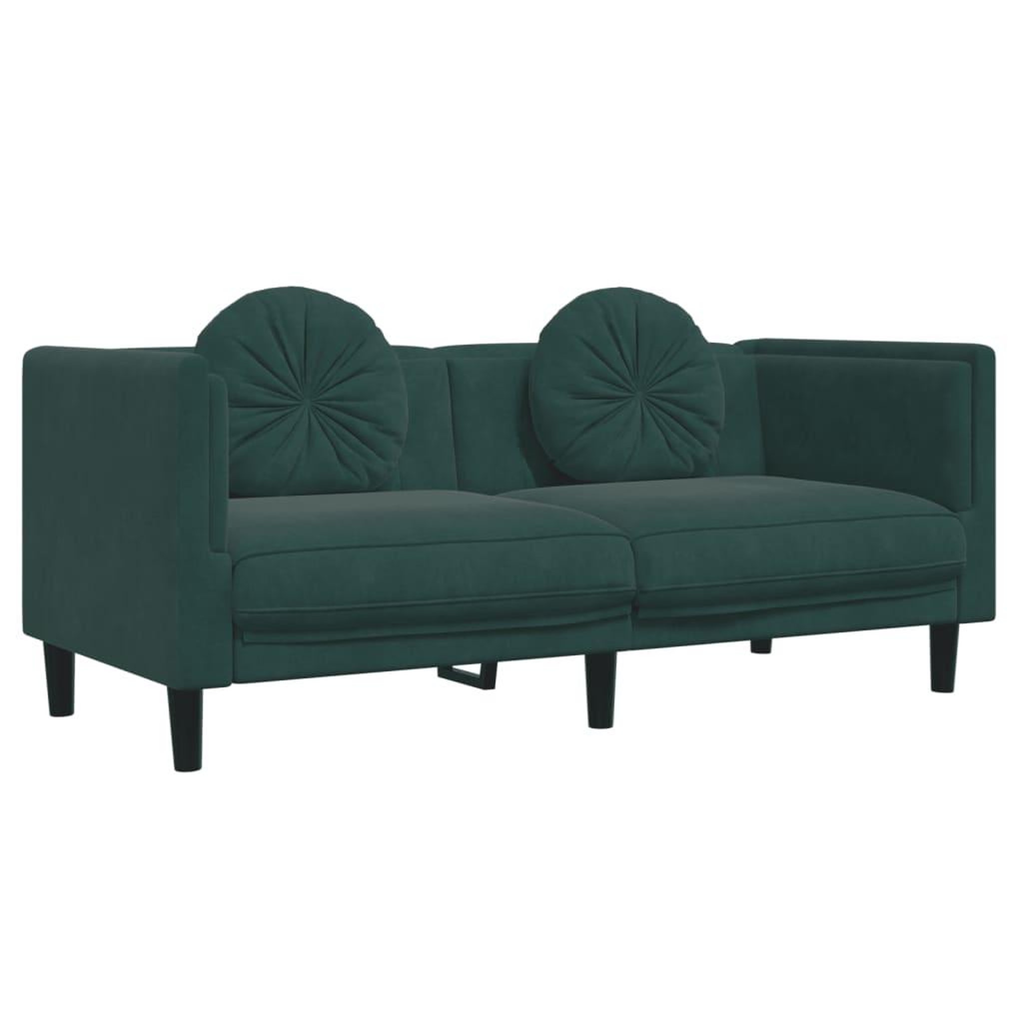 Voir la diapositive 4 : VIDAXL Ensemble de canapes 2 pcs avec coussins vert fonce velours
