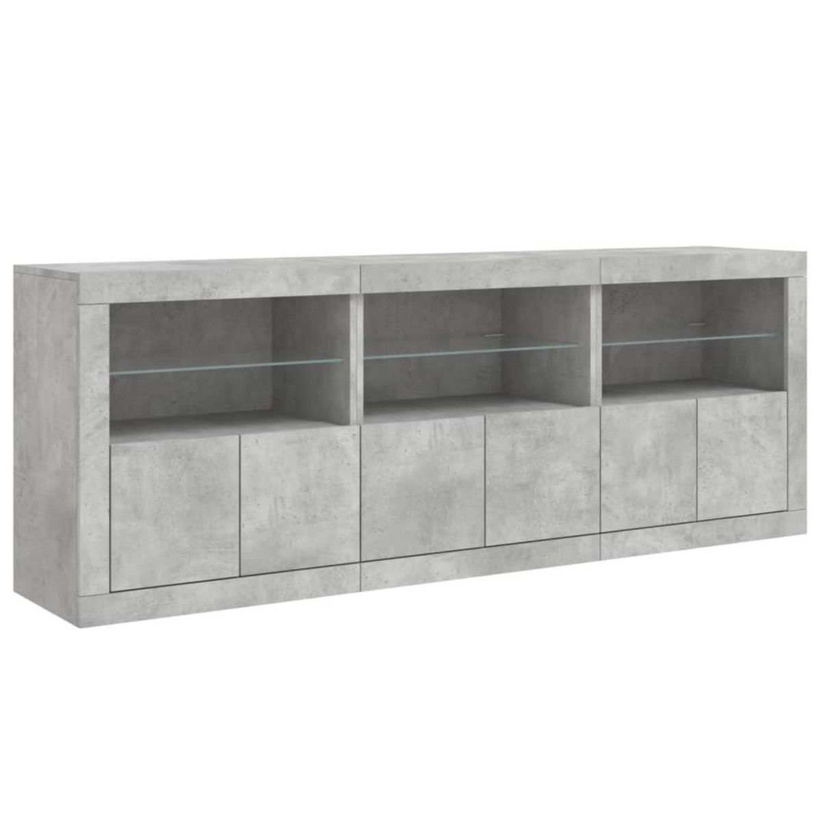 VIDAXL Buffet avec lumieres LED gris beton 181,5x37x67 cm