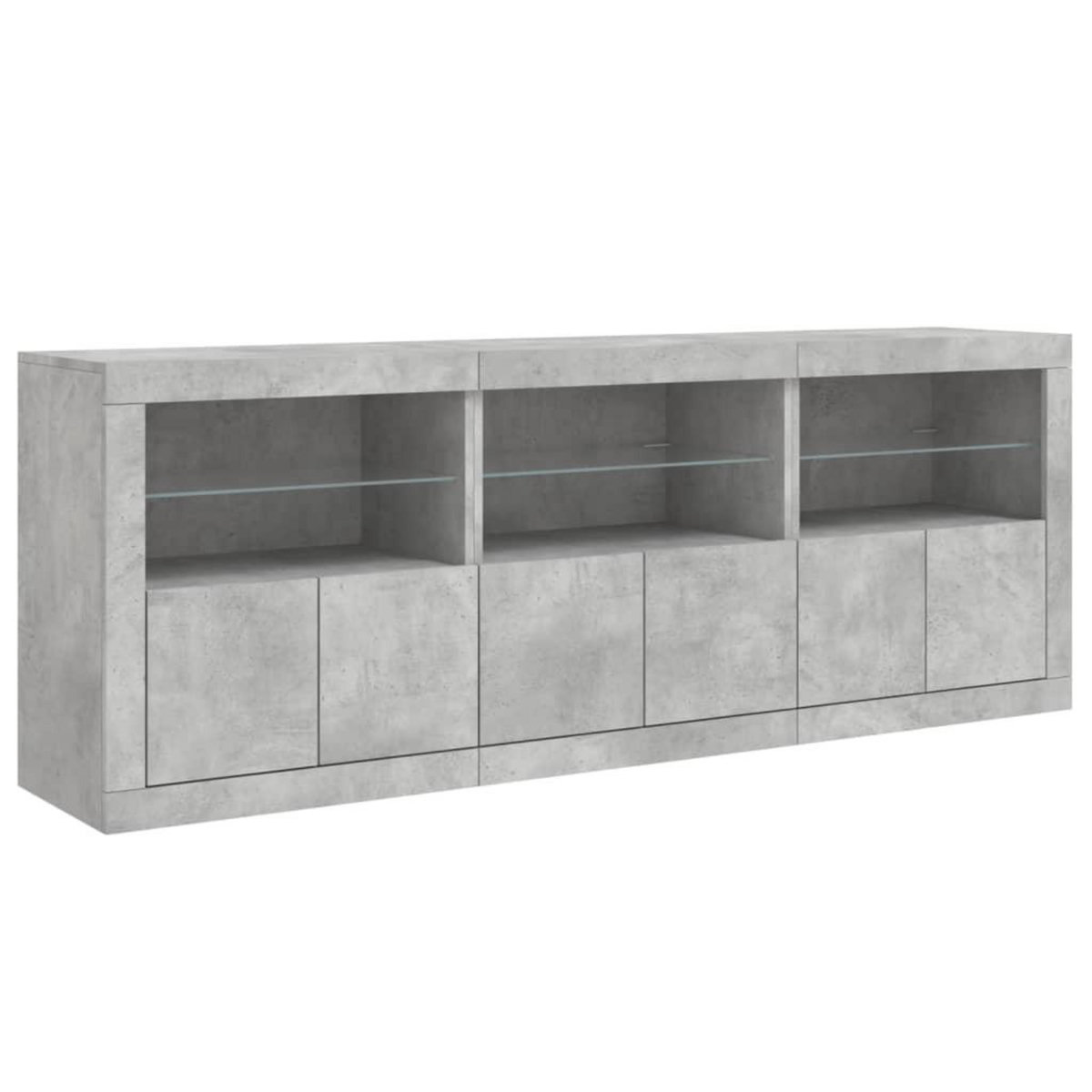 VIDAXL Buffet avec lumieres LED gris beton 181,5x37x67 cm