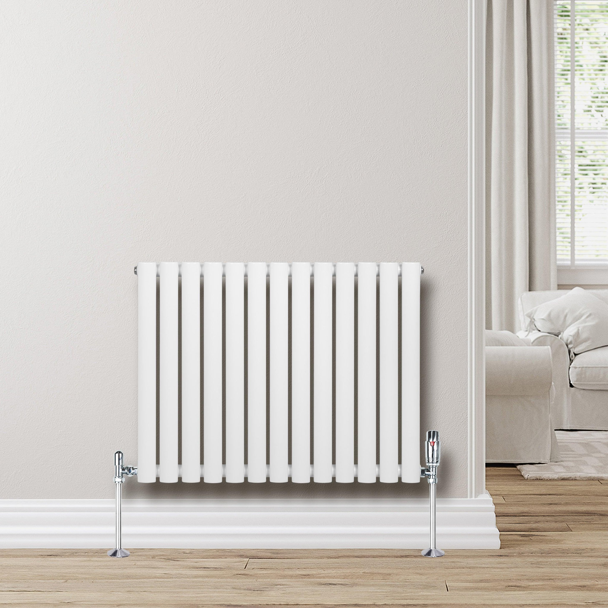 Voir la diapositive 4 : MONSTERSHOP Radiateur à colonnes ovales & vannes, 1 panneau - 600 x 780 mm