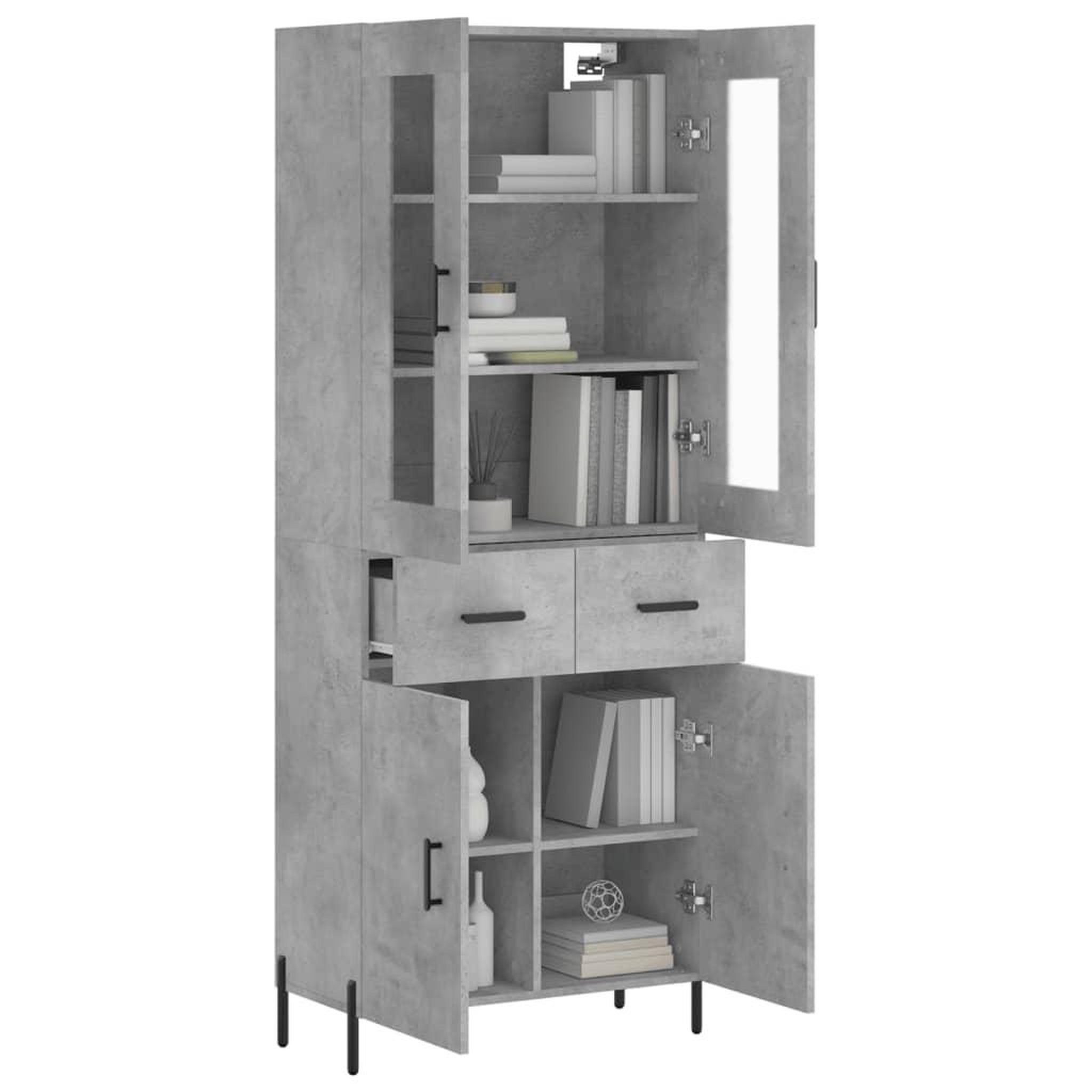 Voir la diapositive 3 : VIDAXL Buffet haut Gris beton 69,5x34x180 cm Bois d'ingenierie