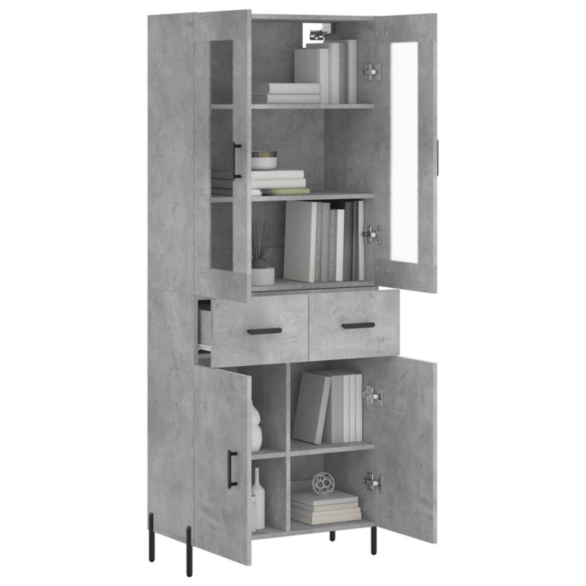VIDAXL Buffet haut Gris beton 69,5x34x180 cm Bois d'ingenierie