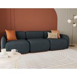 LISA DESIGN Penelope - canapé droit modulable 3 places en velours texturé. Coloris disponibles : Noir, Bleu, Beige, Orange, Gris