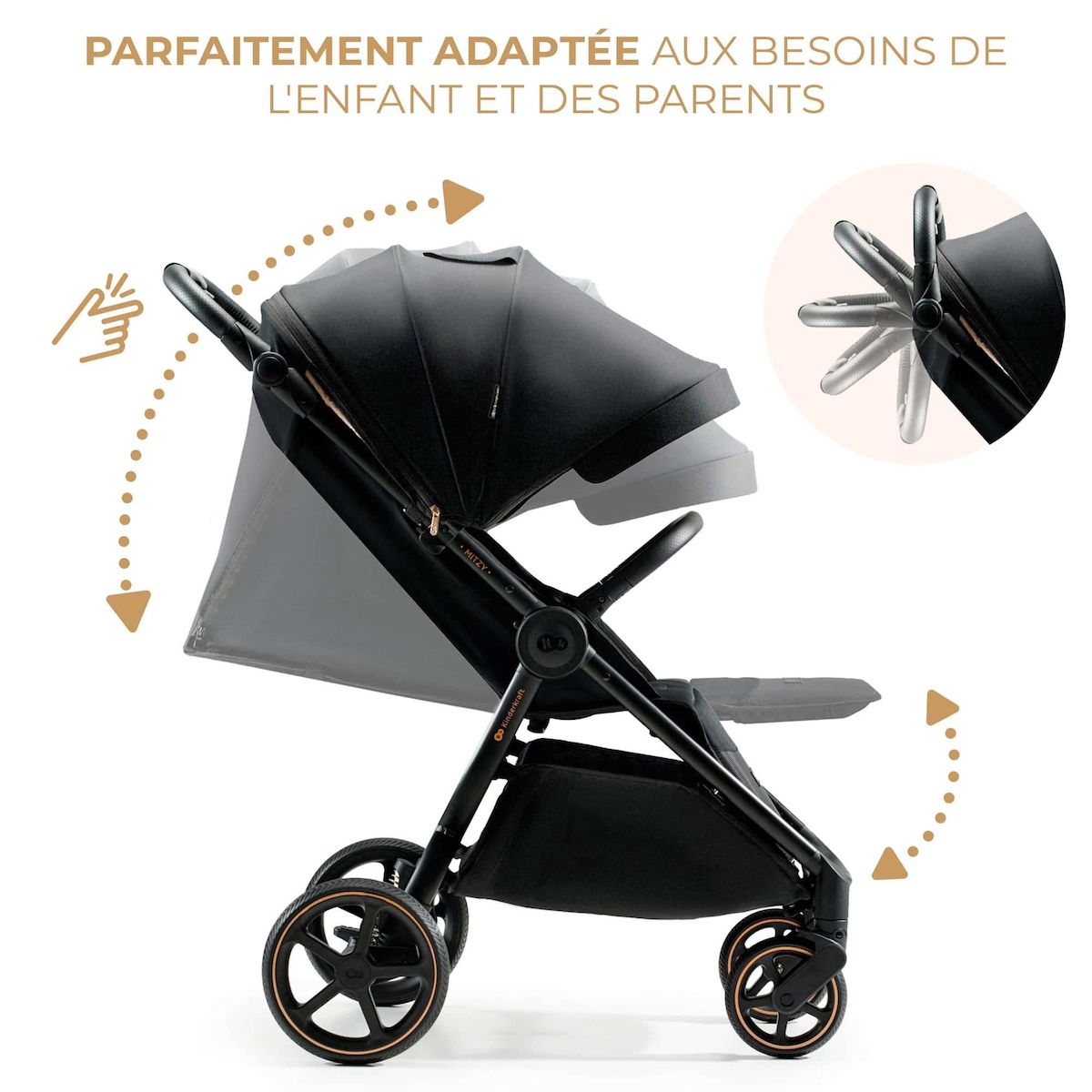 KINDERKRAFT Poussette compacte avec suspension et protection UPF50+ pour bébé