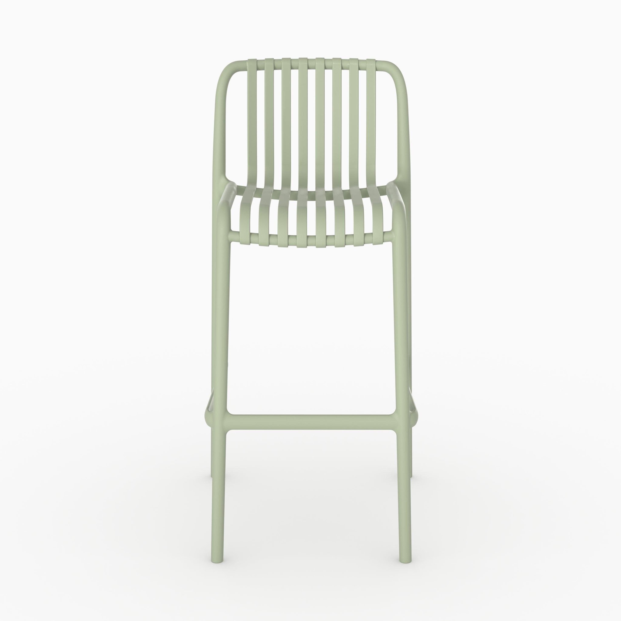 Voir la diapositive 3 : MAISON PAVANE Lot de 2 chaises de bar de jardin 76 cm en plastique vert pastel-Duli