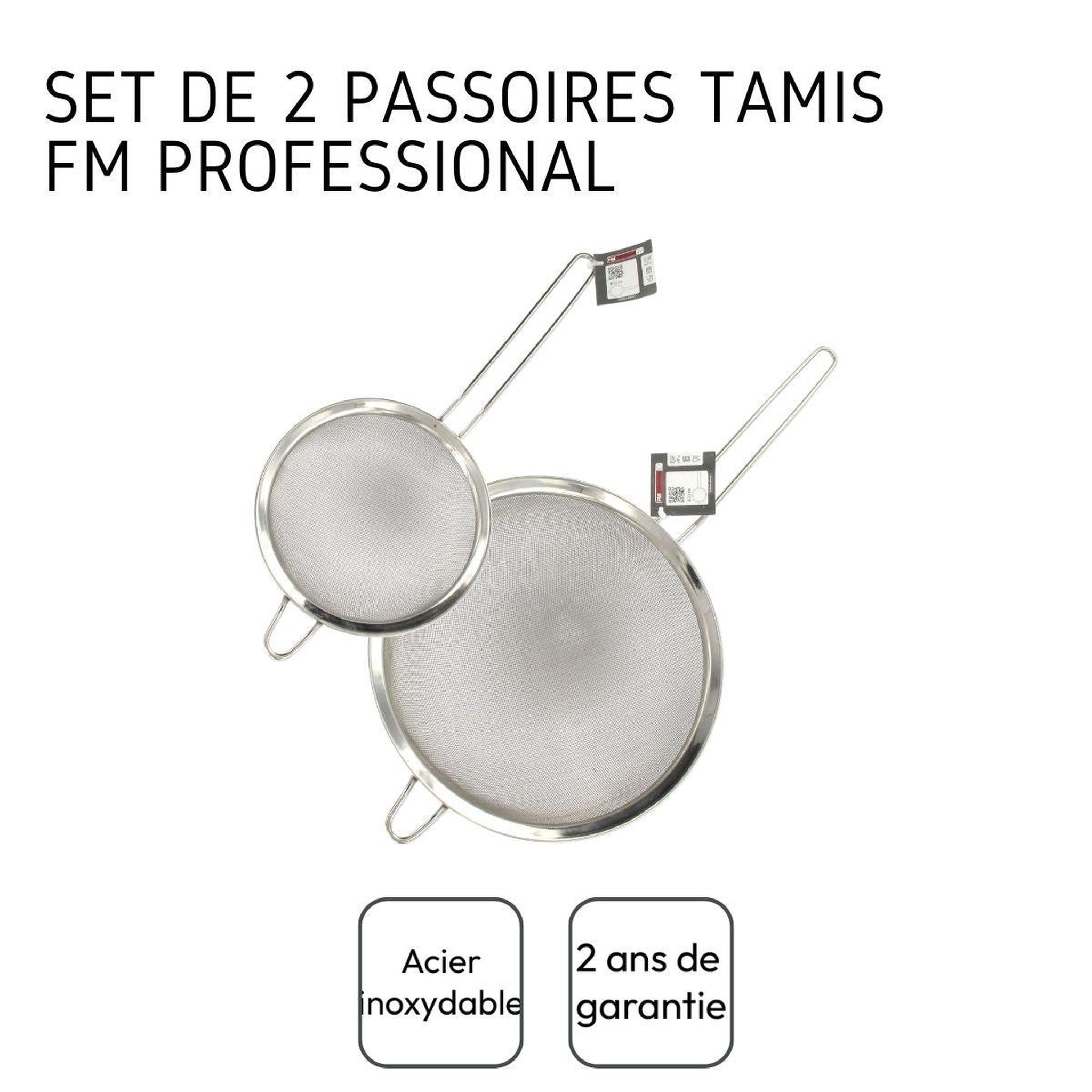 Voir la diapositive 4 : FM PROFESSIONAL Set de 2 passoires inox 15 cm et 24 cm fm professional