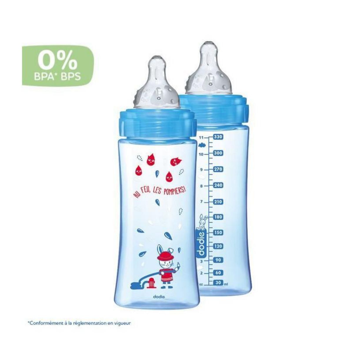 DODIE Dodie - Lot de 2 biberons Initiation+ 330ml Garcon