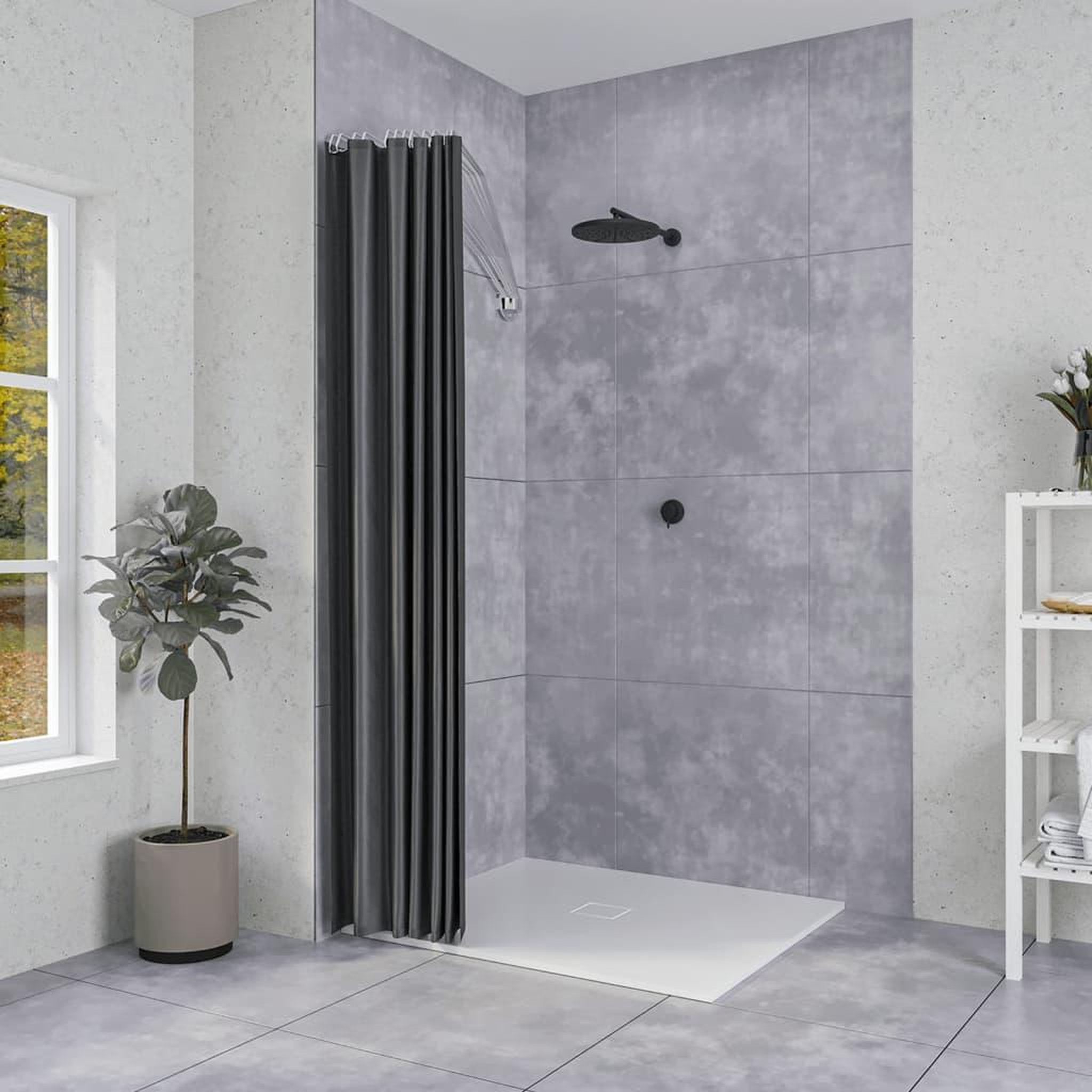 Voir la diapositive 4 : SEALSKIN Sealskin Rail pour rideau de douche Umbrella
