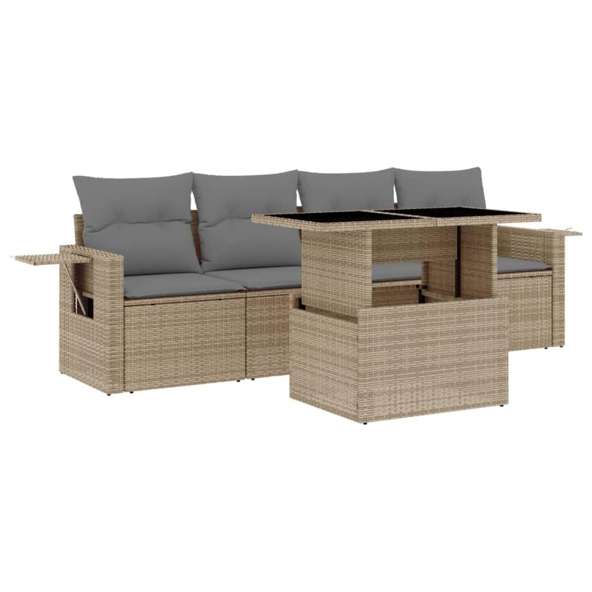 Voir la diapositive 2 : VIDAXL Salon de jardin avec coussins 5 pcs beige resine tressee