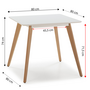 Voir la diapositive 4 : VS VENTA-STOCK Table à manger Aroa blanche, pieds en bois de hêtre, 80x80 cm