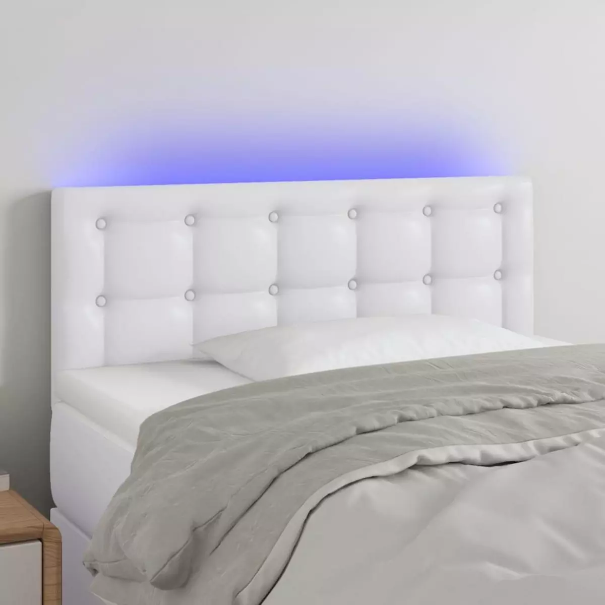 VIDAXL Tete de lit a LED Blanc 80x5x78/88 cm Similicuir