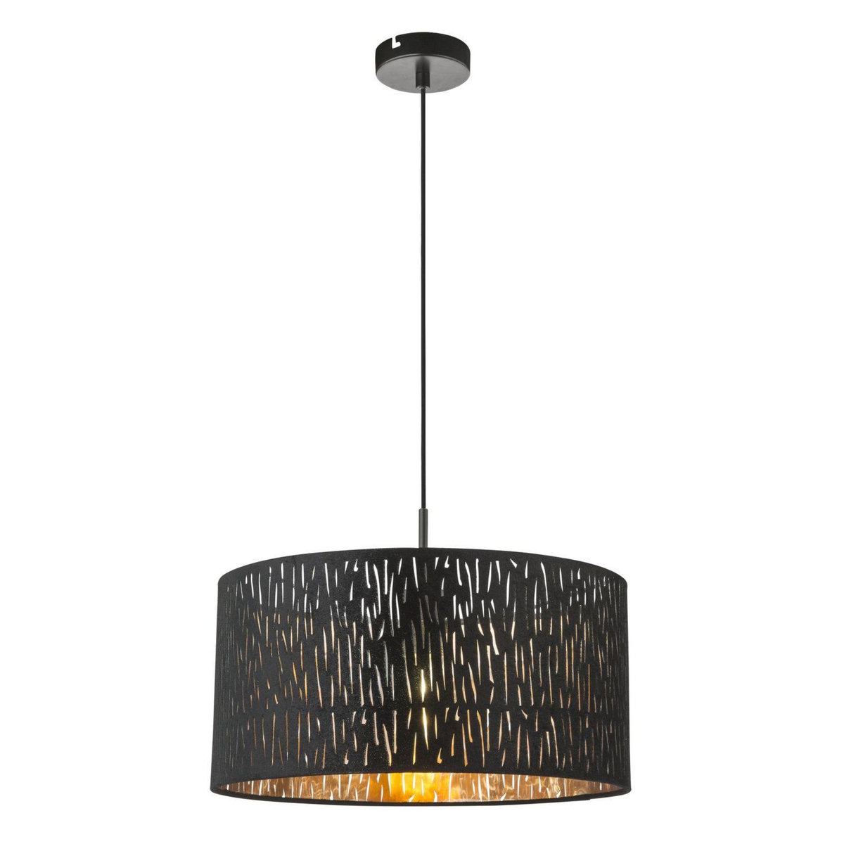 GLOBO Suspension design velours Tuxon - Diam. 40 x H. 140 cm - Noir