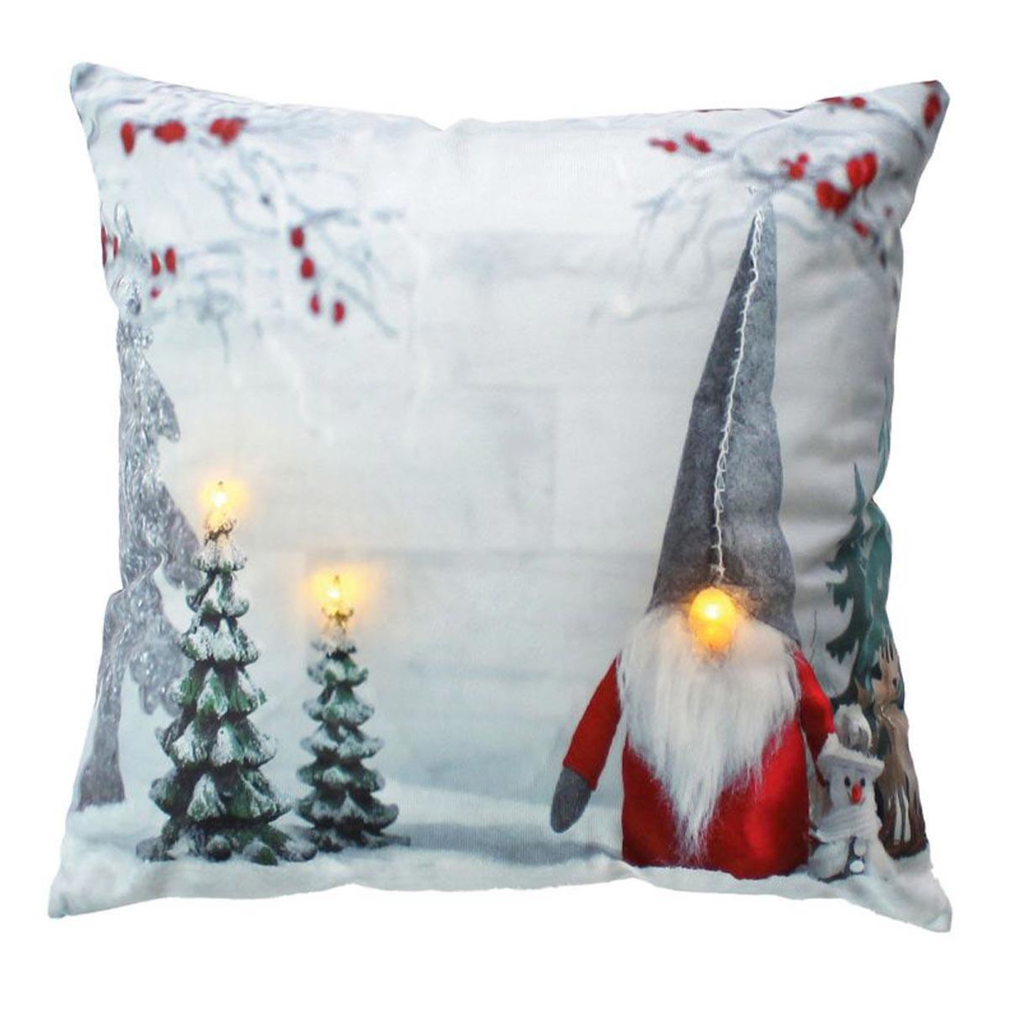 ENJOY HOME Coussin déco de noël led  gnome  40x40cm multicolore
