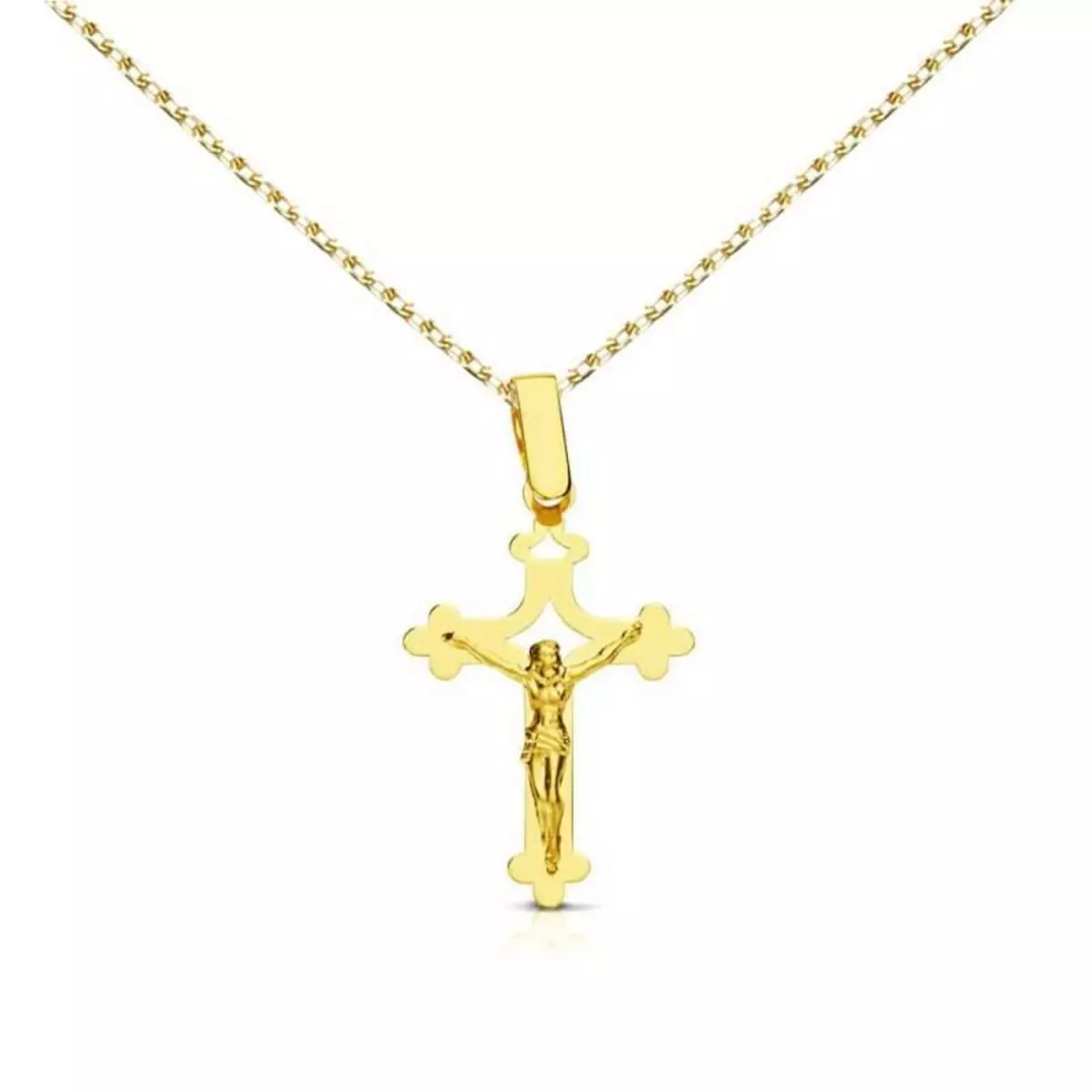 L'ATELIER D'AZUR Collier - Médaille Or 18 Carats 750/000 Jaune - Christ sur la Croix - Chaine Dorée