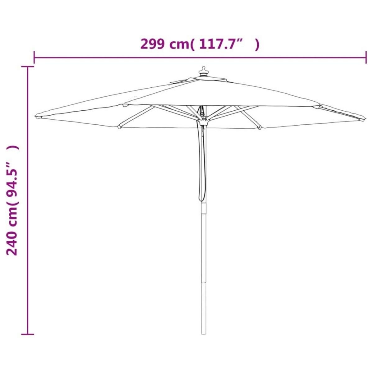 VIDAXL Parasol de jardin avec mat en bois terre cuite 299x240 cm
