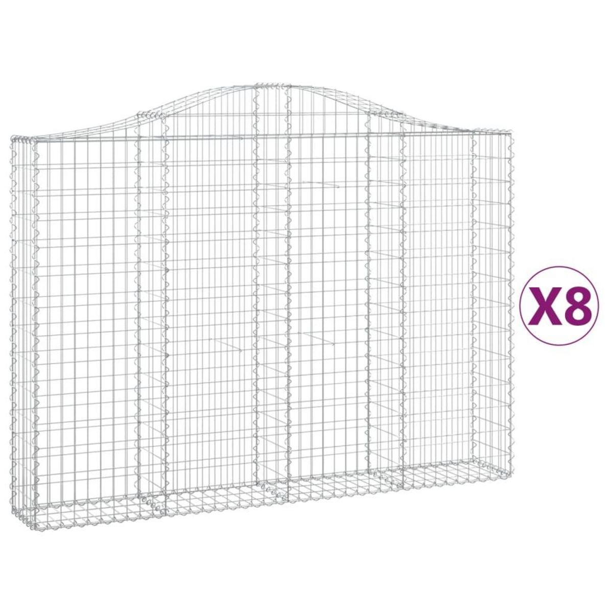 VIDAXL Paniers a gabions arques 8 pcs 200x30x140/160 cm Fer galvanise