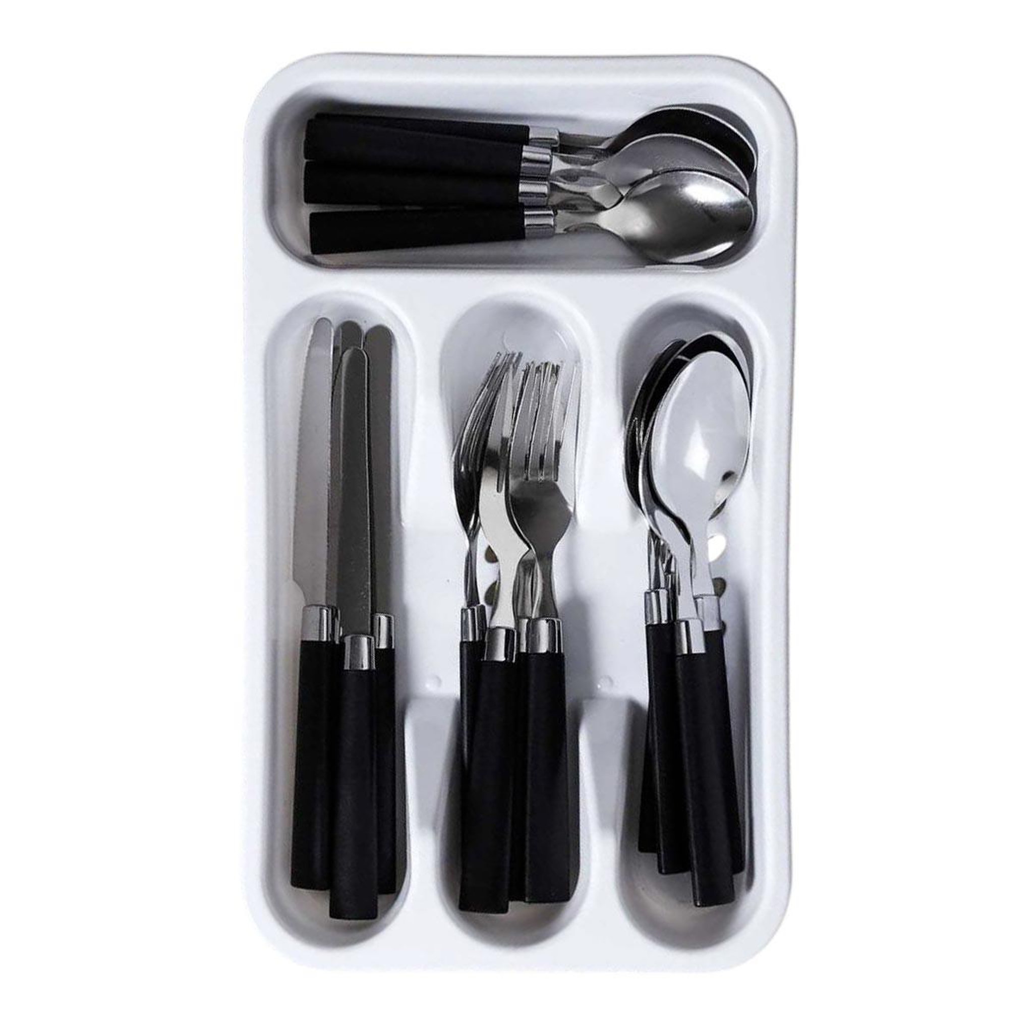 The Home Deco Factory Ménagère 16 Pièces & Range-Couverts  Campus  32cm Noir