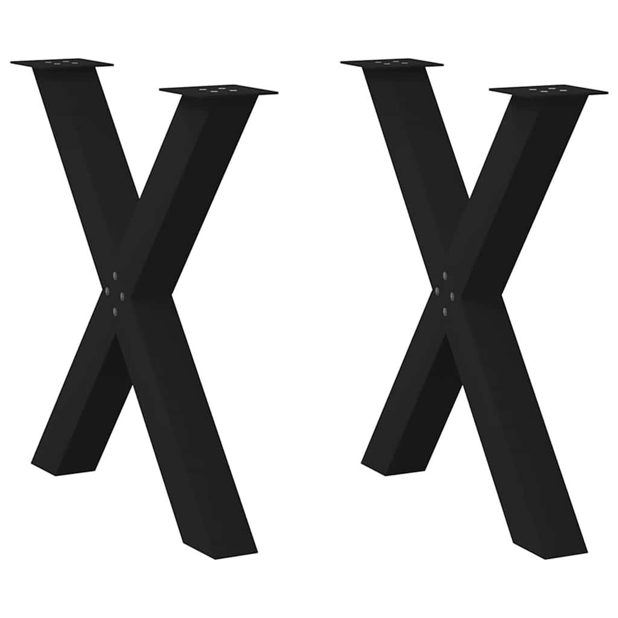 VIDAXL Pieds de table a manger forme de X 2 pcs noir 70x(72-73) cm
