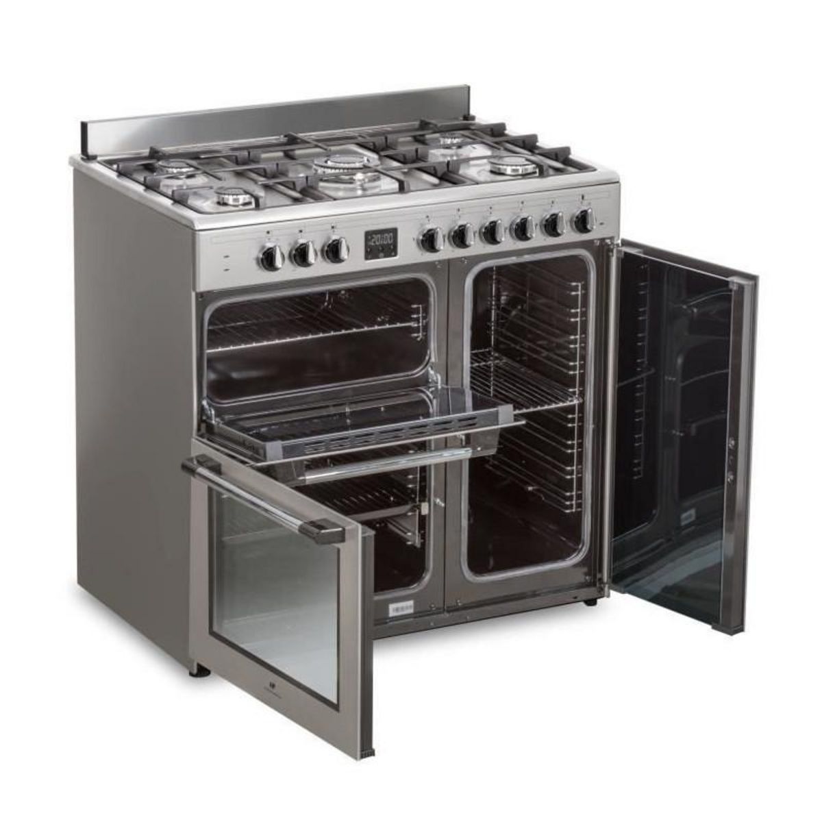 CONTINENTAL EDISON Cuisiniere piano gaz 3 fours electriques CONTINENTAL EDISON CECP903FIX 5 feux - Inox - Largeur 90 cm