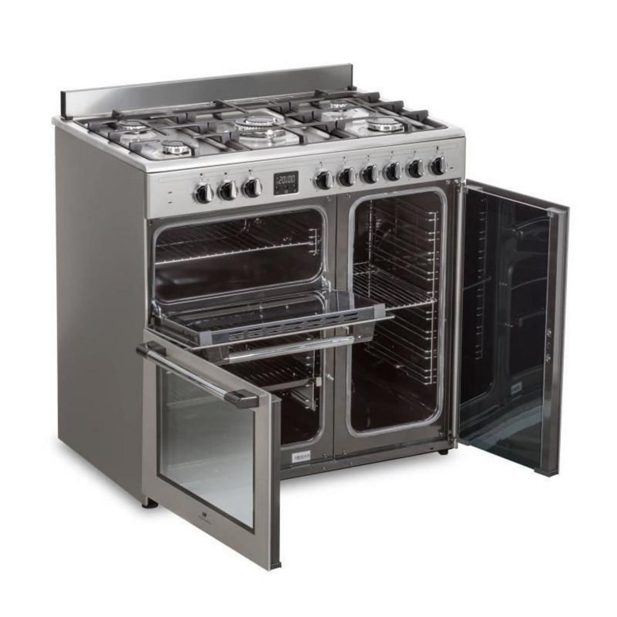 CONTINENTAL EDISON Cuisiniere piano gaz 3 fours electriques CONTINENTAL EDISON CECP903FIX 5 feux - Inox - Largeur 90 cm